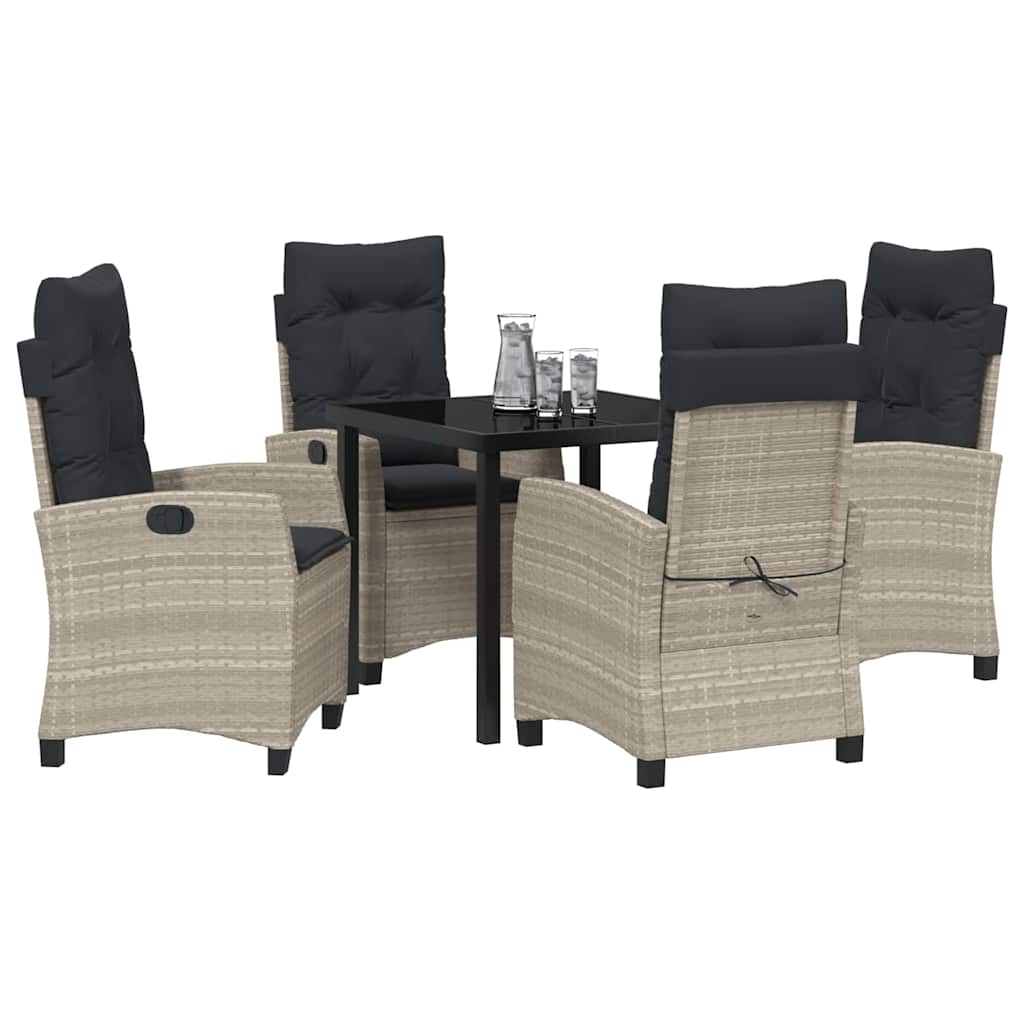 Conjunto de Comedor de Jardín 5 pcs Gris Claro ratán sintético