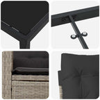 Conjunto de Comedor de Jardín 7 pcs Gris Claro ratán sintético