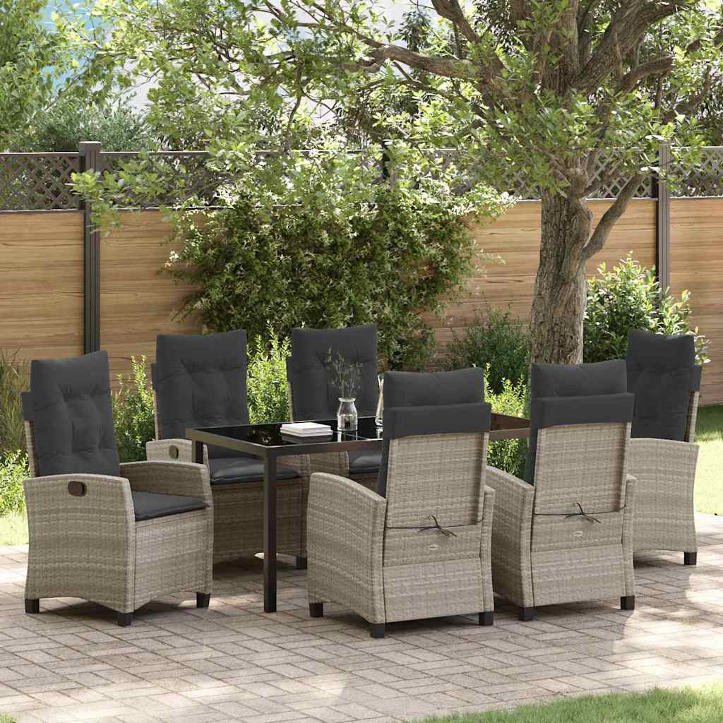 Conjunto de Comedor de Jardín 7 pcs Gris Claro ratán sintético