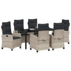 Conjunto de Comedor de Jardín 7 pcs Gris Claro ratán sintético
