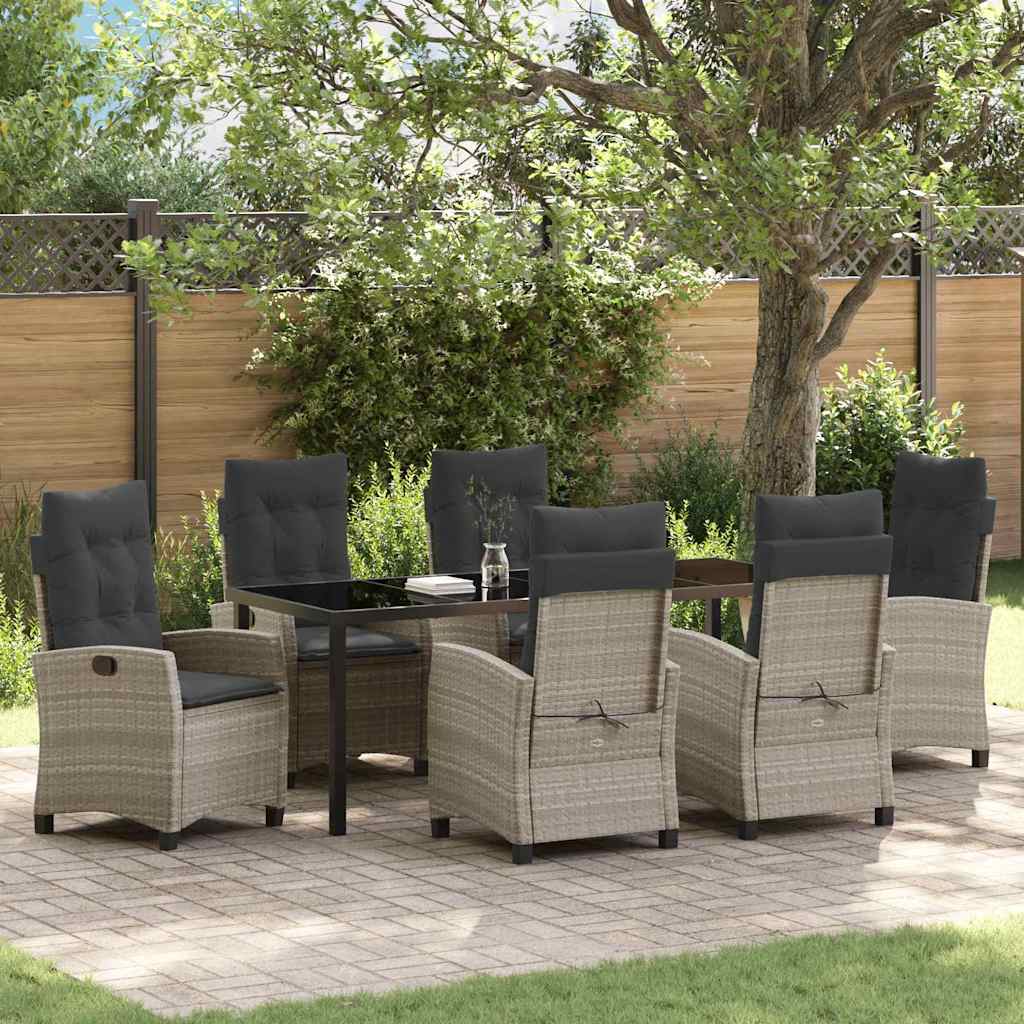 Conjunto de Comedor de Jardín 7 pcs Gris Claro ratán sintético