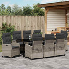 Conjunto de Comedor de Jardín 9 pcs Gris Claro ratán sintético