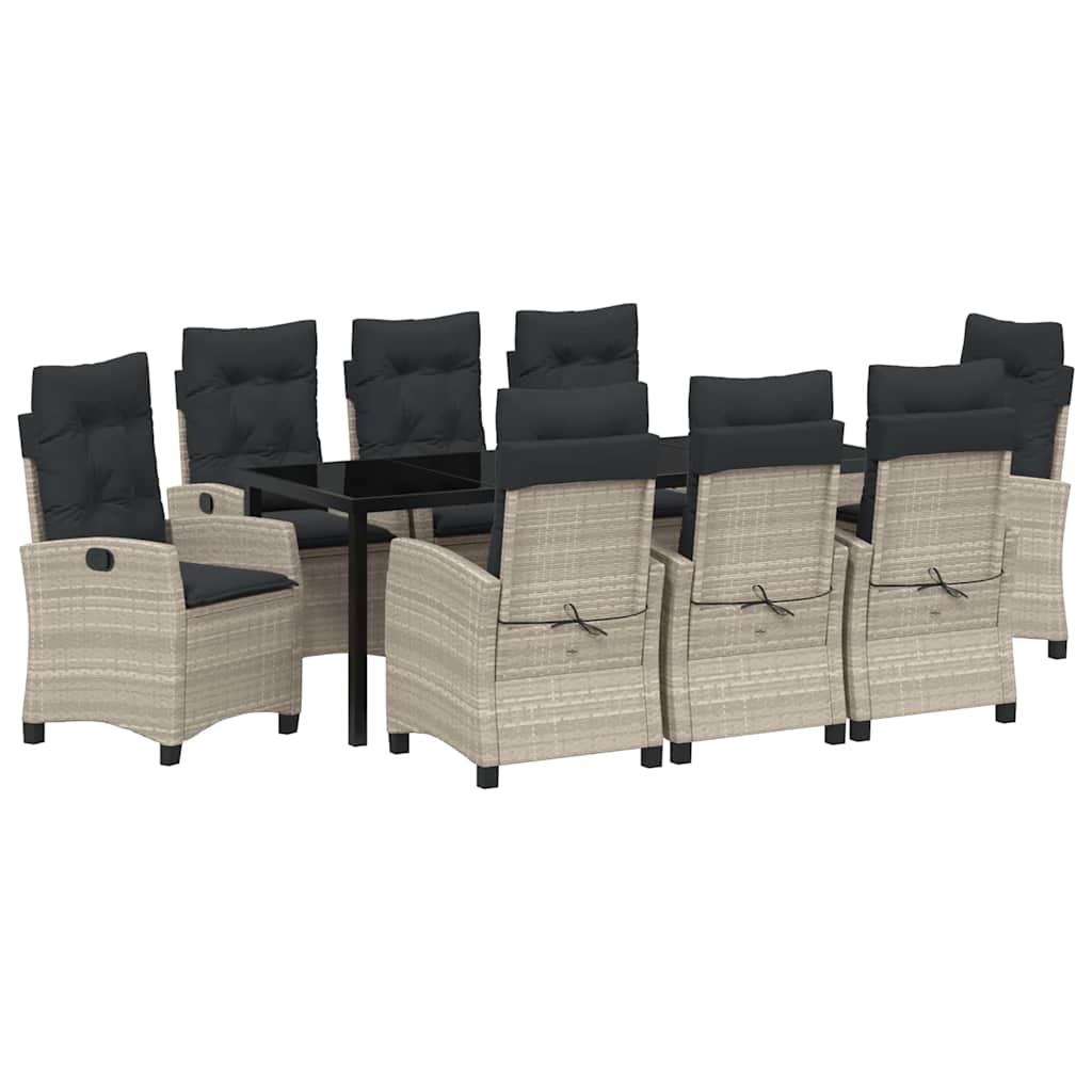 Conjunto de Comedor de Jardín 9 pcs Gris Claro ratán sintético