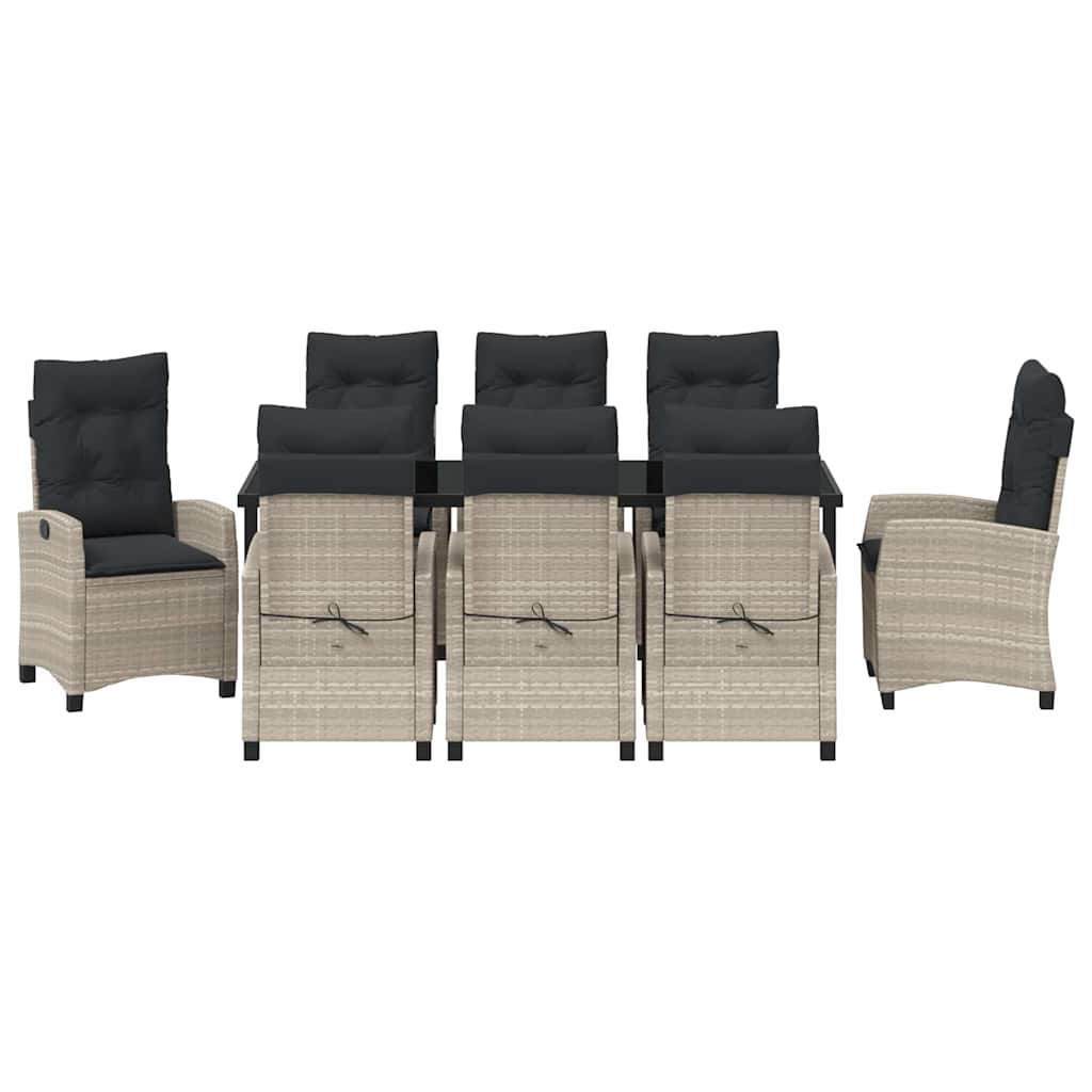 Conjunto de Comedor de Jardín 9 pcs Gris Claro ratán sintético