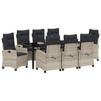 Conjunto de Comedor de Jardín 9 pcs Gris Claro ratán sintético