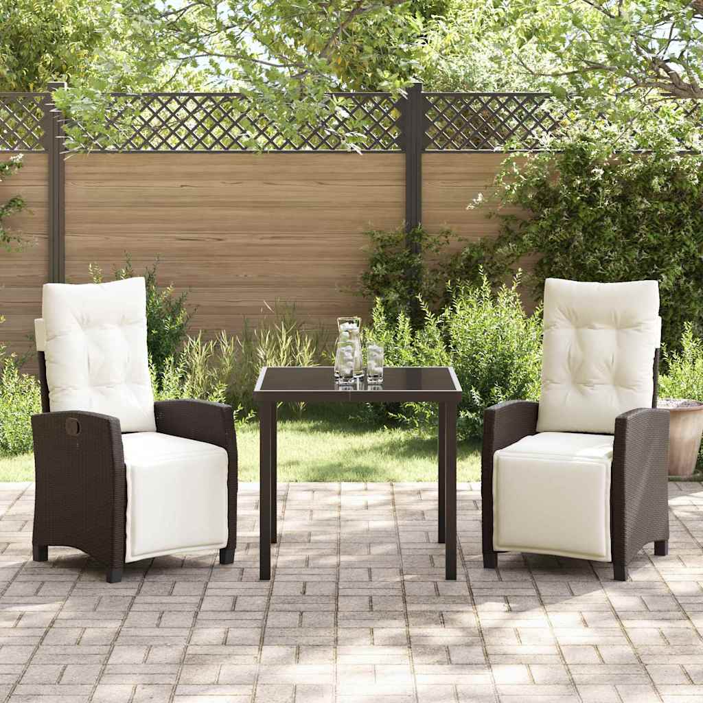Conjunto de Comedor de Jardín 3 pcs Marrón ratán sintético