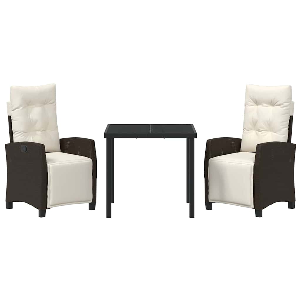 Conjunto de Comedor de Jardín 3 pcs Marrón ratán sintético