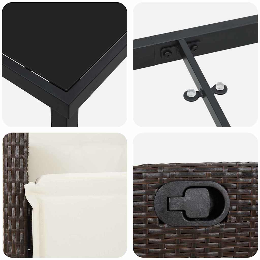Conjunto de Comedor de Jardín 5 pcs Marrón ratán sintético