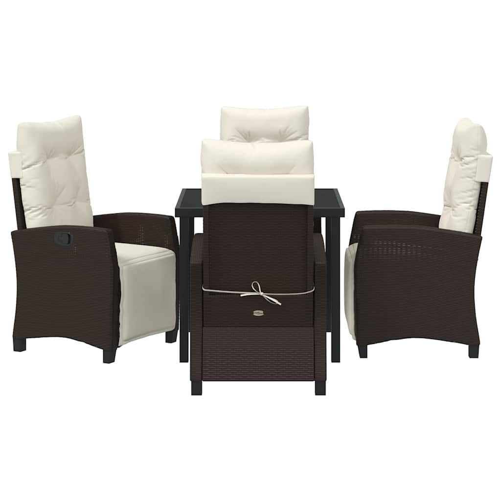 Conjunto de Comedor de Jardín 5 pcs Marrón ratán sintético