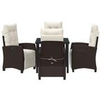 Conjunto de Comedor de Jardín 5 pcs Marrón ratán sintético