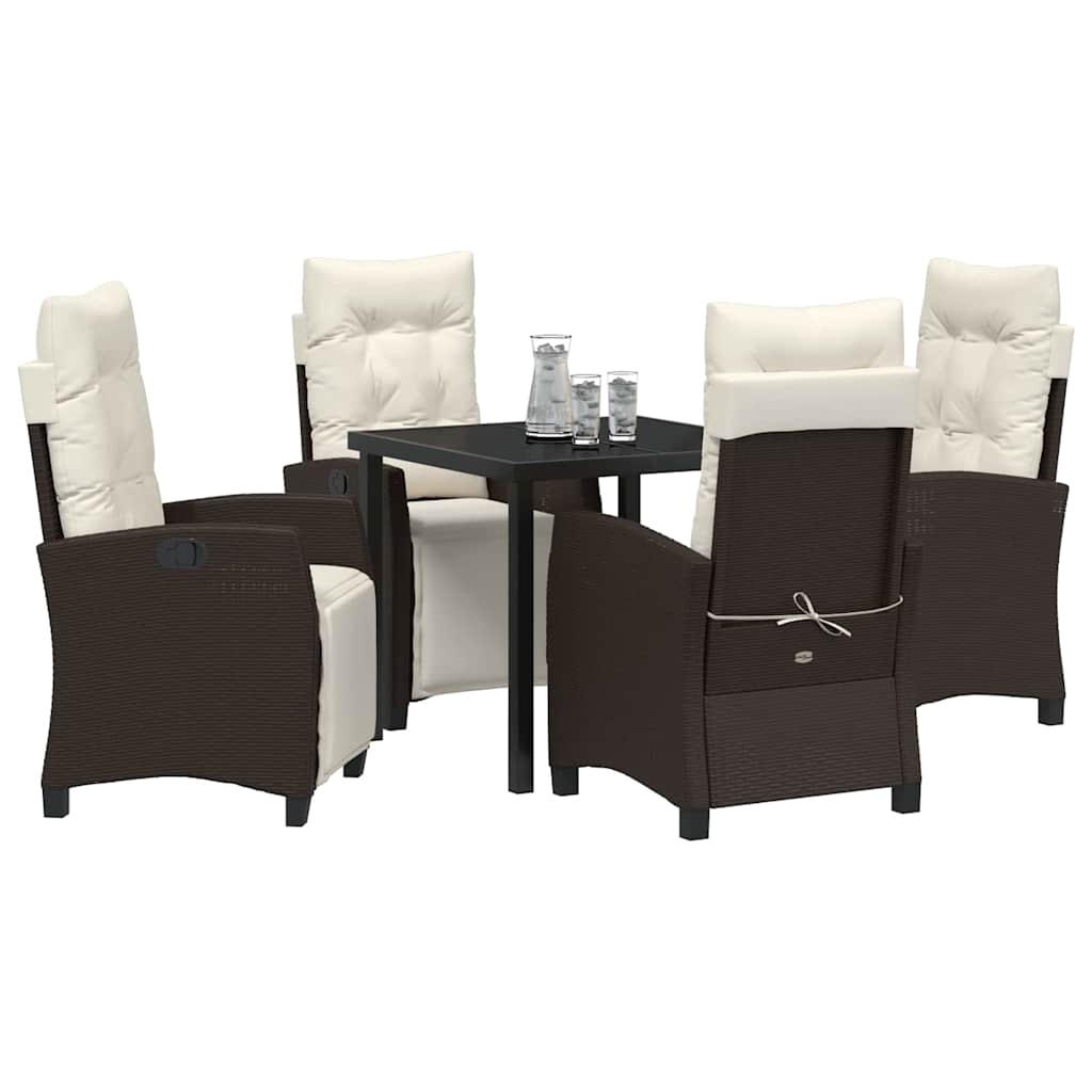 Conjunto de Comedor de Jardín 5 pcs Marrón ratán sintético
