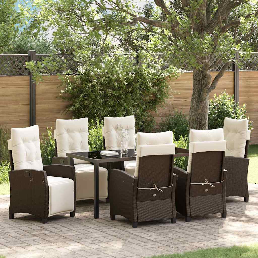 Conjunto de Comedor de Jardín 7 pcs Beige ratán sintético