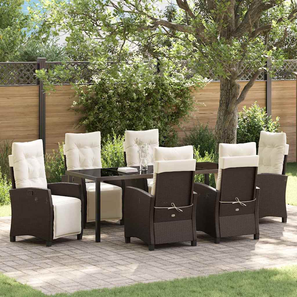 Conjunto de Comedor de Jardín 7 pcs Beige ratán sintético