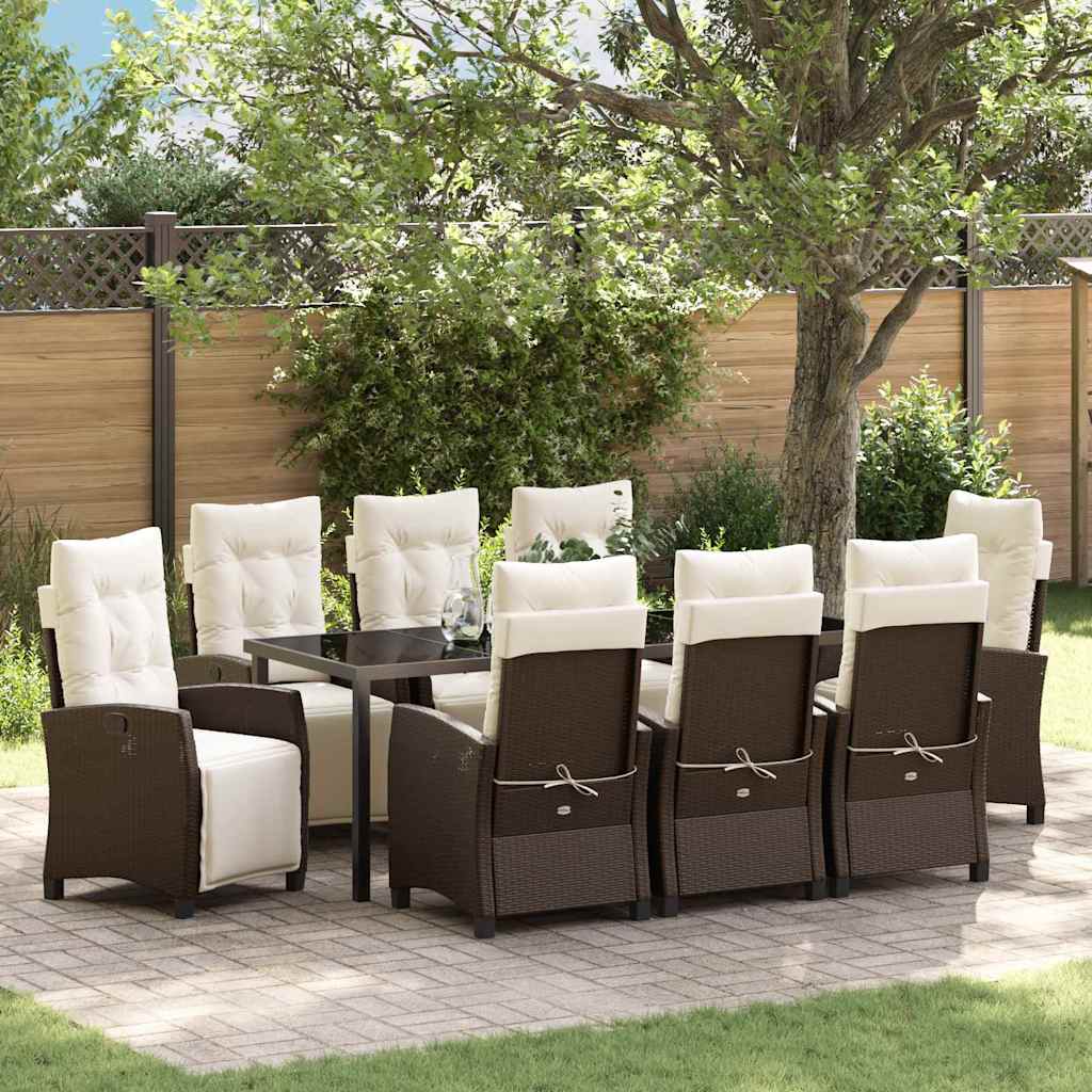 Conjunto de Comedor de Jardín 9 pcs Beige ratán sintético