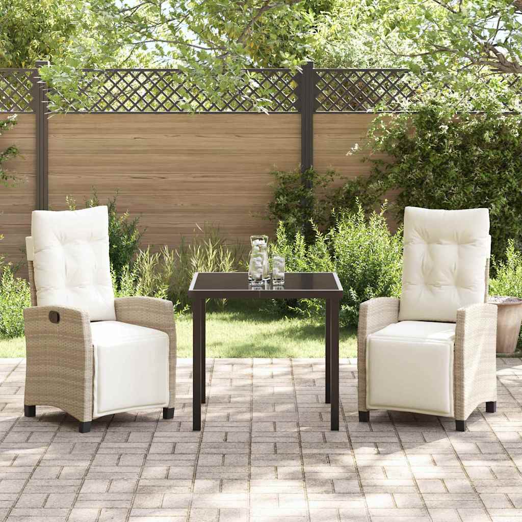 Conjunto de Comedor de Jardín 3 pcs Beige ratán sintético