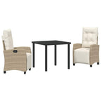 Conjunto de Comedor de Jardín 3 pcs Beige ratán sintético
