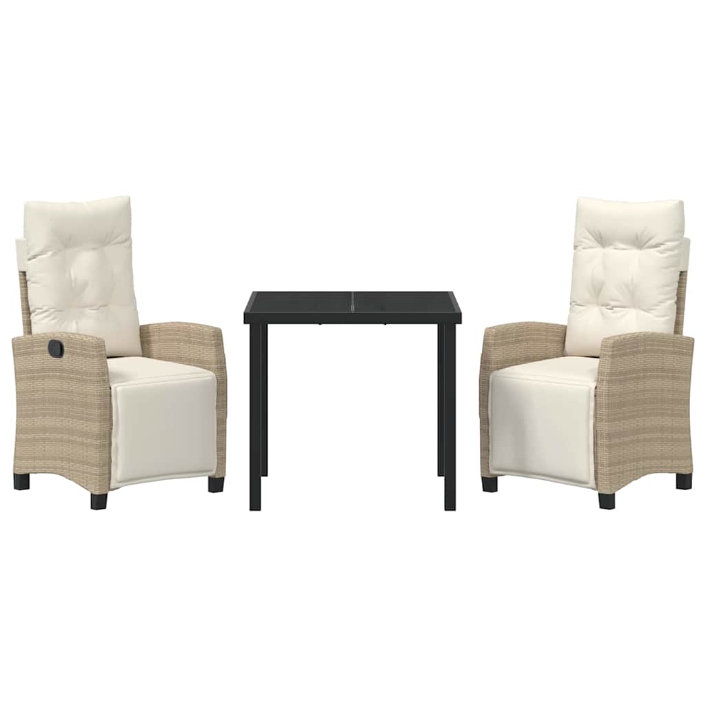 Conjunto de Comedor de Jardín 3 pcs Beige ratán sintético