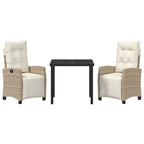 Conjunto de Comedor de Jardín 3 pcs Beige ratán sintético