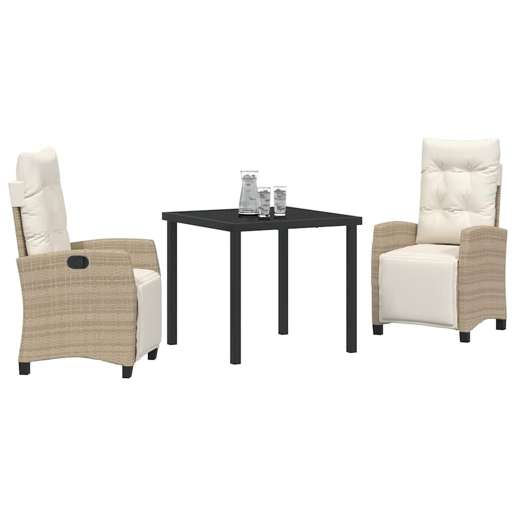 Conjunto de Comedor de Jardín 3 pcs Beige ratán sintético