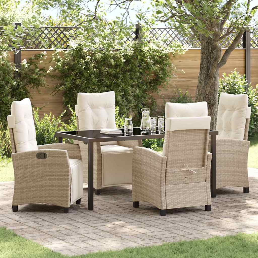Conjunto de Comedor de Jardín 5 pcs Beige ratán sintético