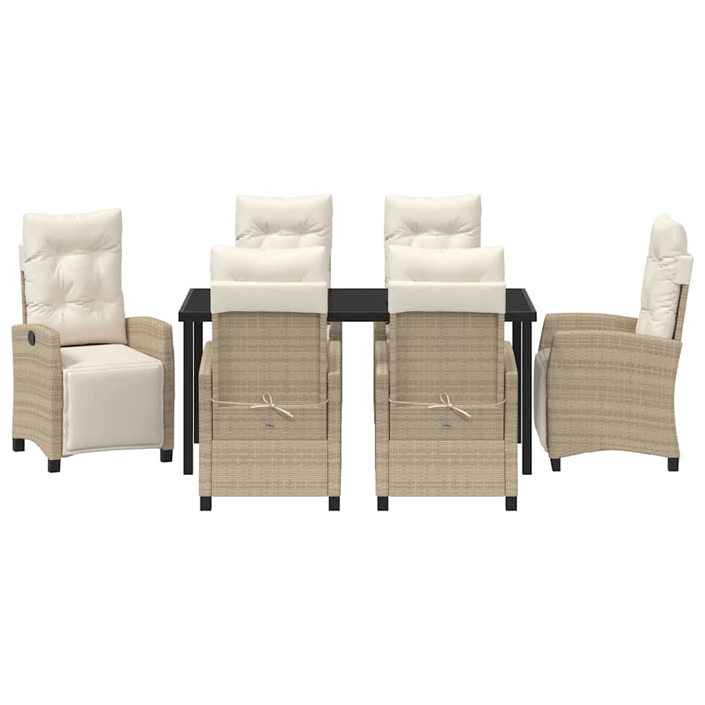 Conjunto de Comedor de Jardín 7 pcs Beige ratán sintético