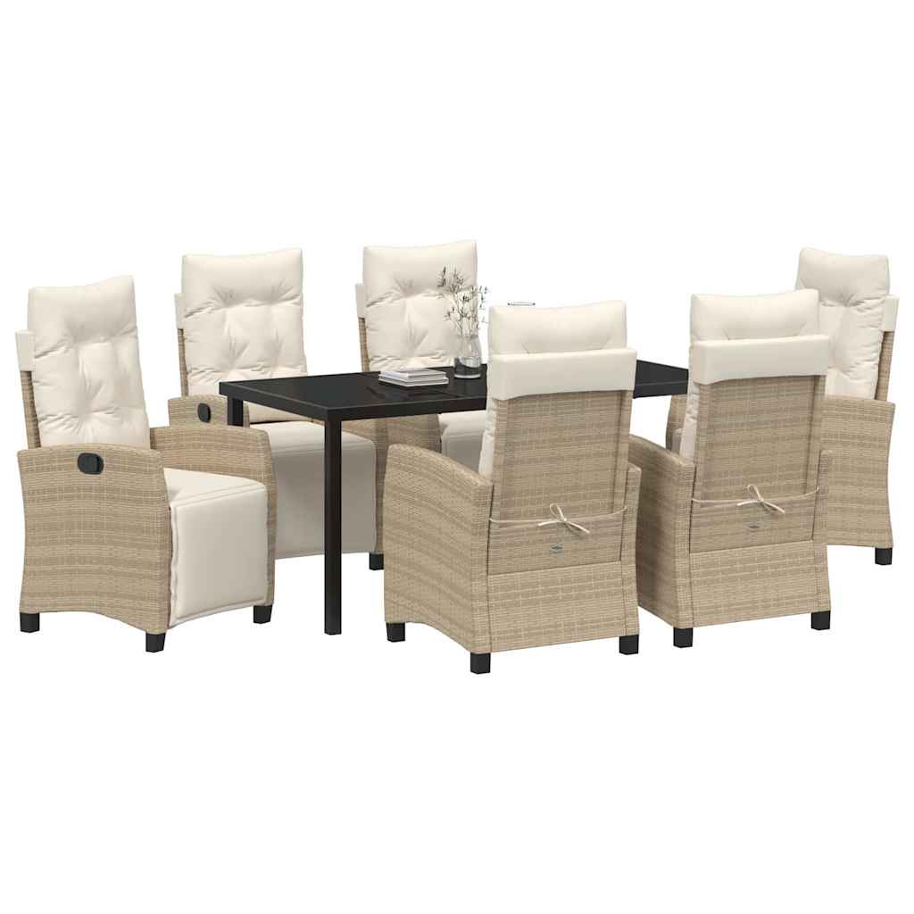 Conjunto de Comedor de Jardín 7 pcs Beige ratán sintético