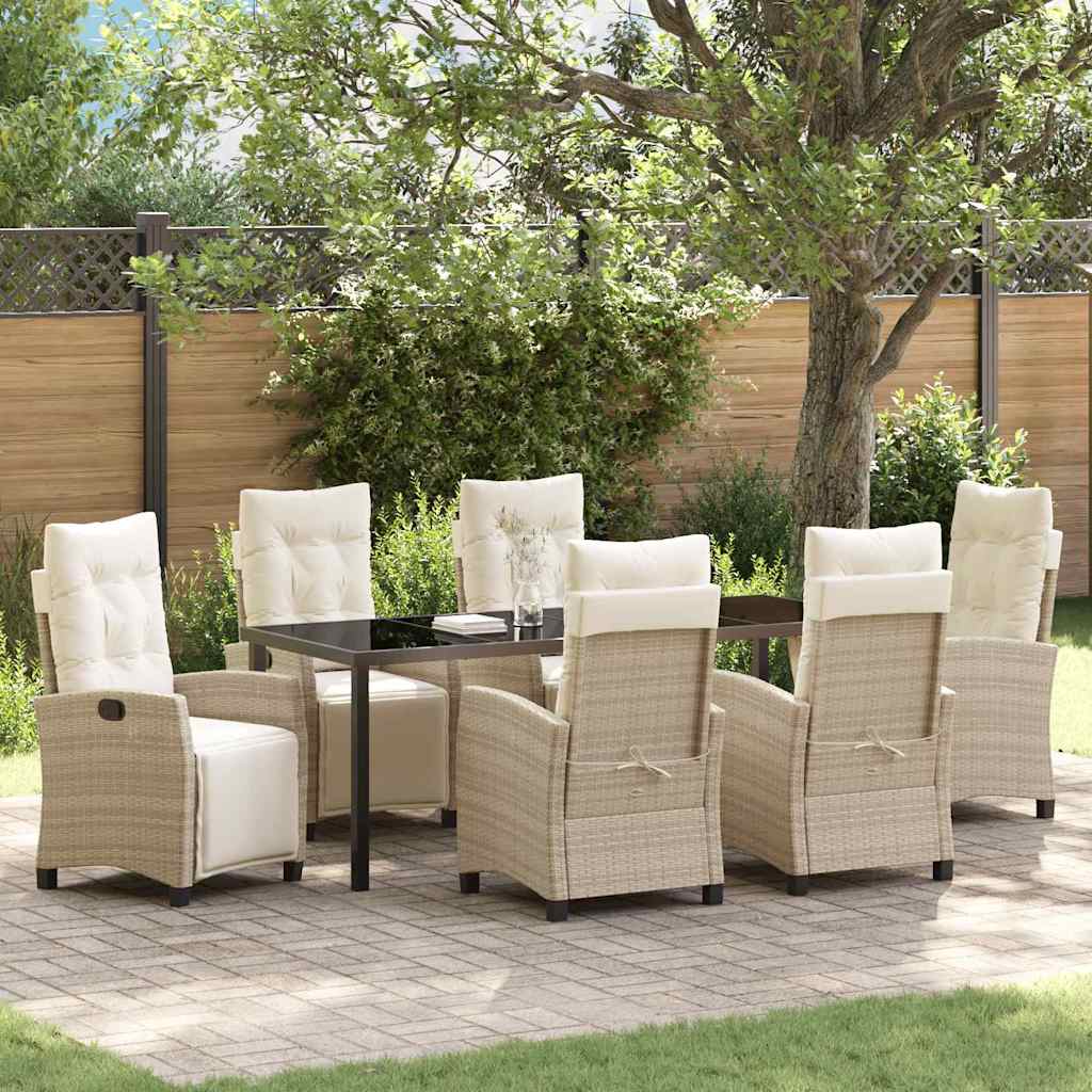Conjunto de Comedor de Jardín 7 pcs Beige ratán sintético