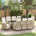 Conjunto de Comedor de Jardín 9 pcs Beige ratán sintético