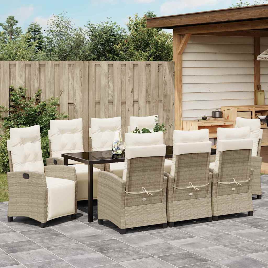 Conjunto de Comedor de Jardín 9 pcs Beige ratán sintético