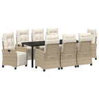 Conjunto de Comedor de Jardín 9 pcs Beige ratán sintético