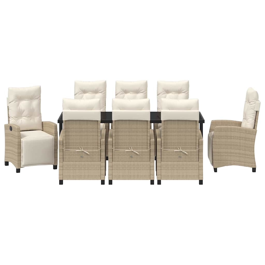 Conjunto de Comedor de Jardín 9 pcs Beige ratán sintético