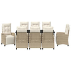 Conjunto de Comedor de Jardín 9 pcs Beige ratán sintético