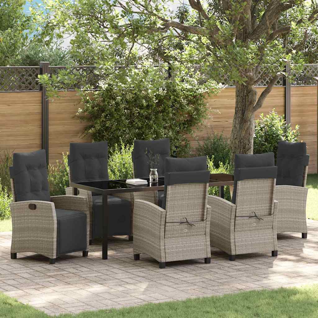 Conjunto de Comedor de Jardín 7 pcs Beige ratán sintético