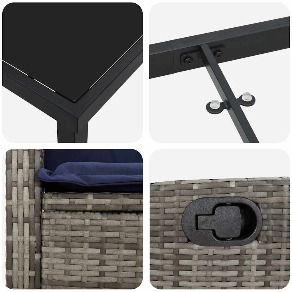 Conjunto de Comedor de Jardín 3 pcs Gris ratán sintético