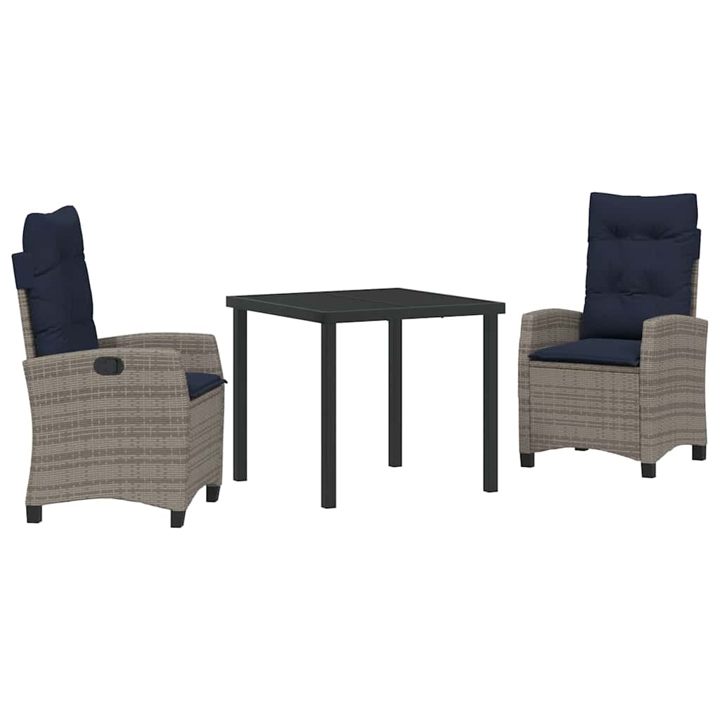 Conjunto de Comedor de Jardín 3 pcs Gris ratán sintético