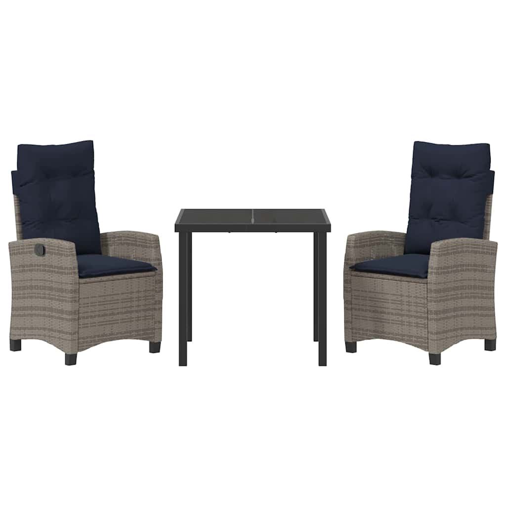 Conjunto de Comedor de Jardín 3 pcs Gris ratán sintético
