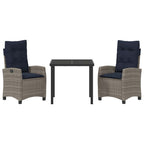 Conjunto de Comedor de Jardín 3 pcs Gris ratán sintético
