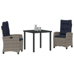 Conjunto de Comedor de Jardín 3 pcs Gris ratán sintético