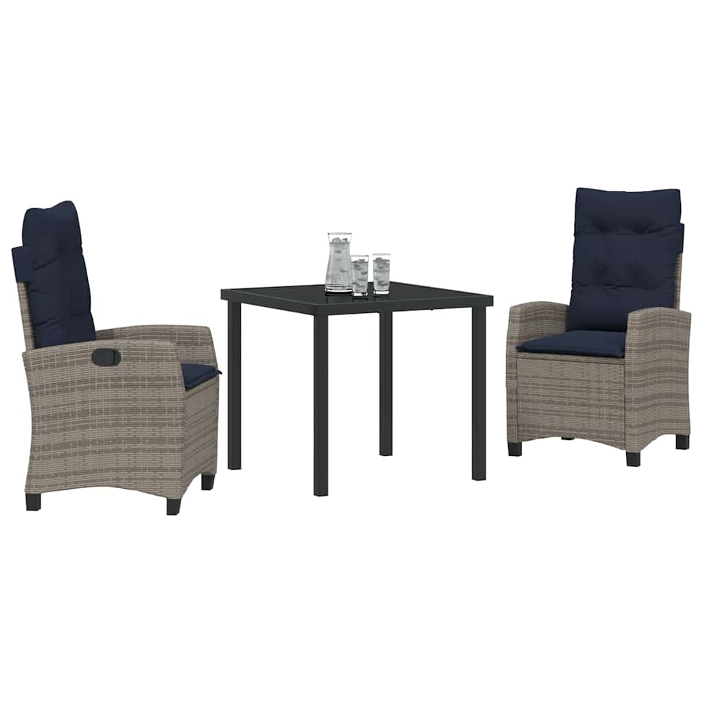 Conjunto de Comedor de Jardín 3 pcs Gris ratán sintético