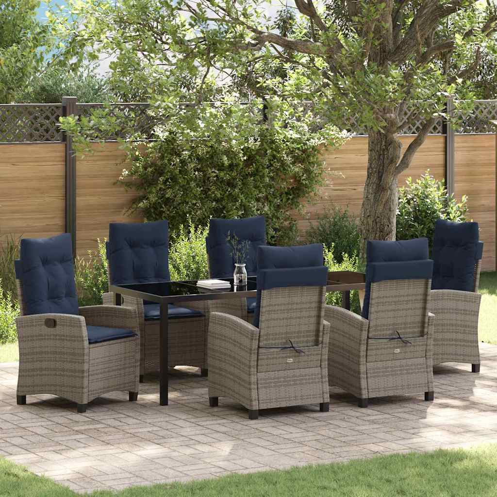 Conjunto de Comedor de Jardín 3 pcs Gris ratán sintético