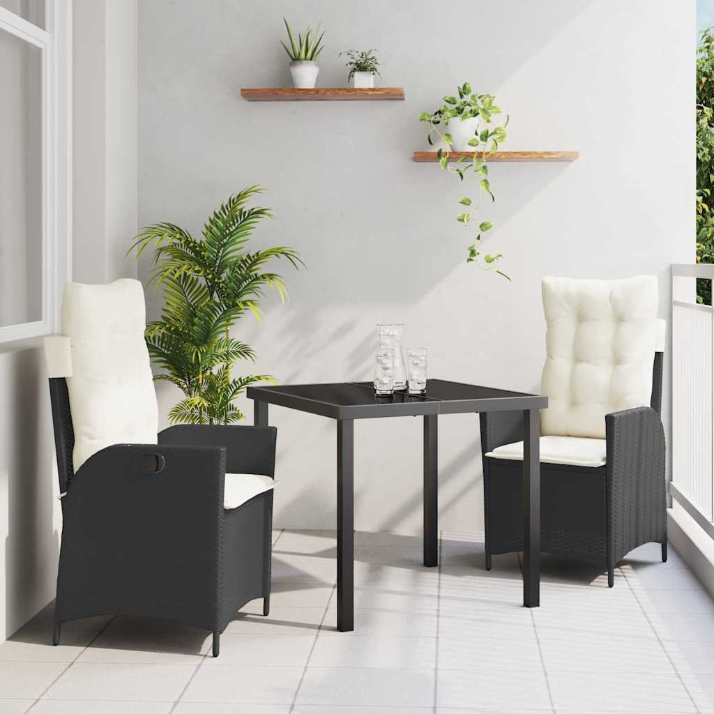 Conjunto de Refeição de Jardim 3 pçs Bege rotim sintético