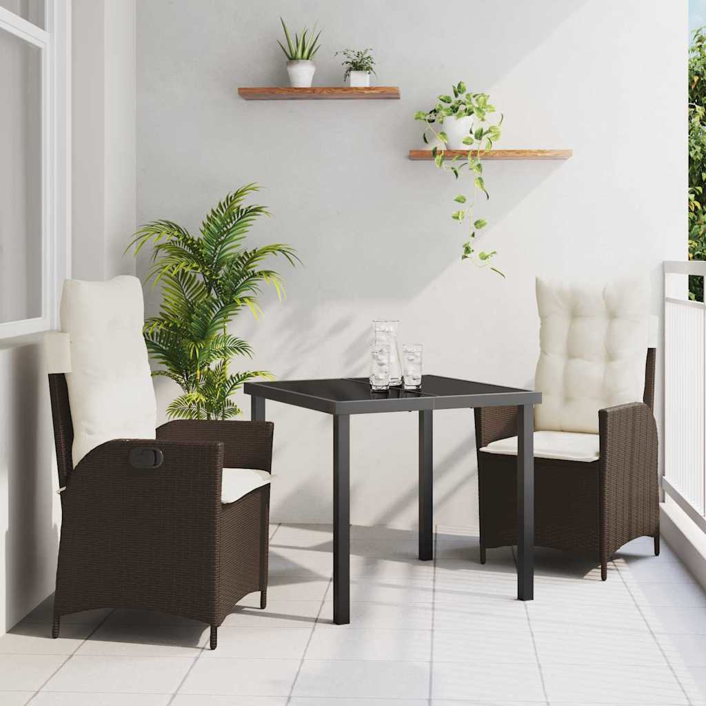 Conjunto de Refeição de Jardim 3 pçs Bege rotim sintético