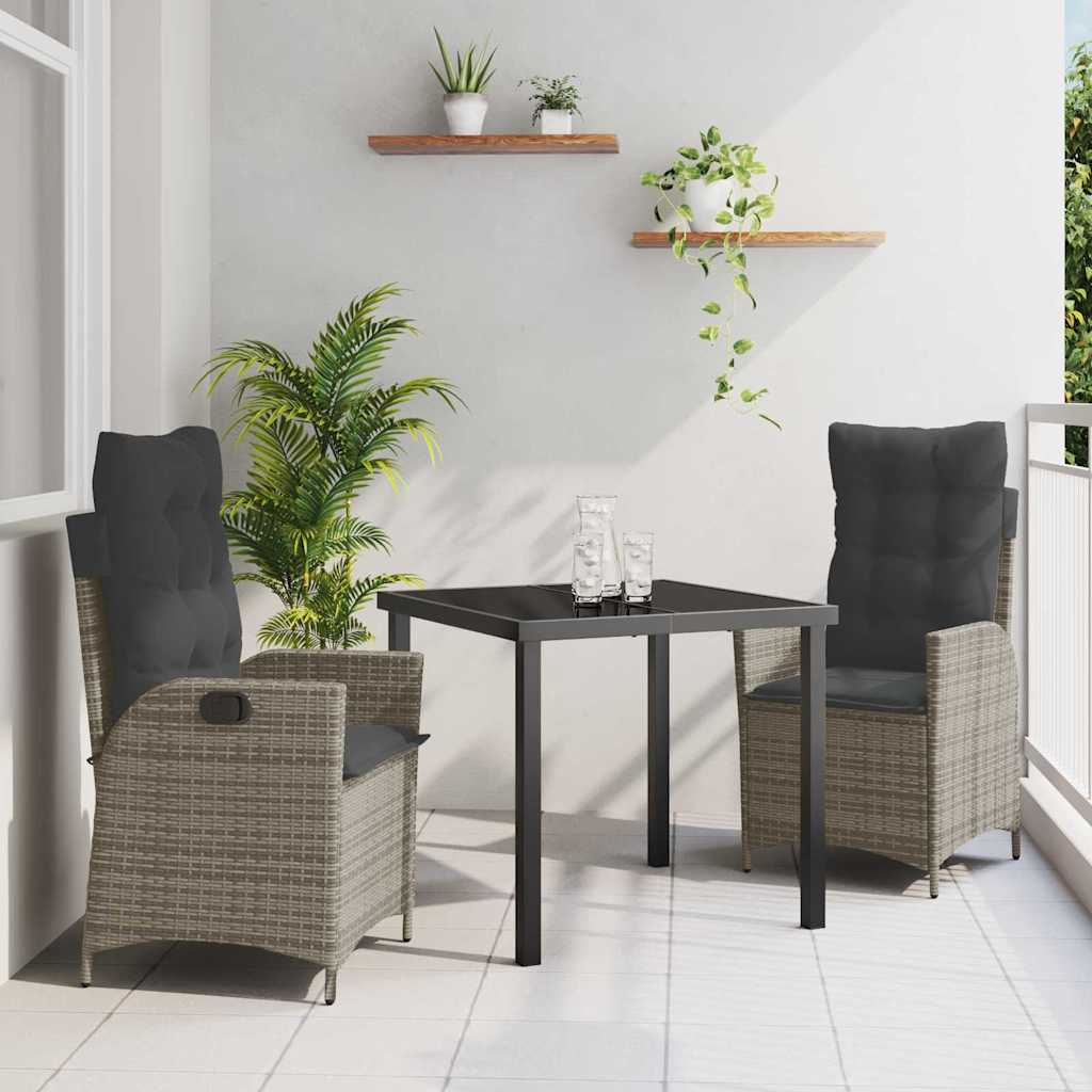 Conjunto de Refeição de Jardim 3 pçs Bege rotim sintético