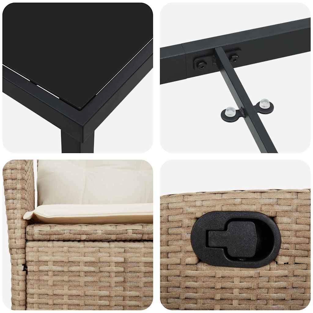 Conjunto de Comedor de Jardín 3 pcs Beige ratán sintético