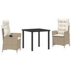Conjunto de Comedor de Jardín 3 pcs Beige ratán sintético