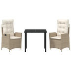 Conjunto de Comedor de Jardín 3 pcs Beige ratán sintético