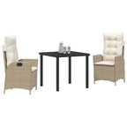 Conjunto de Comedor de Jardín 3 pcs Beige ratán sintético