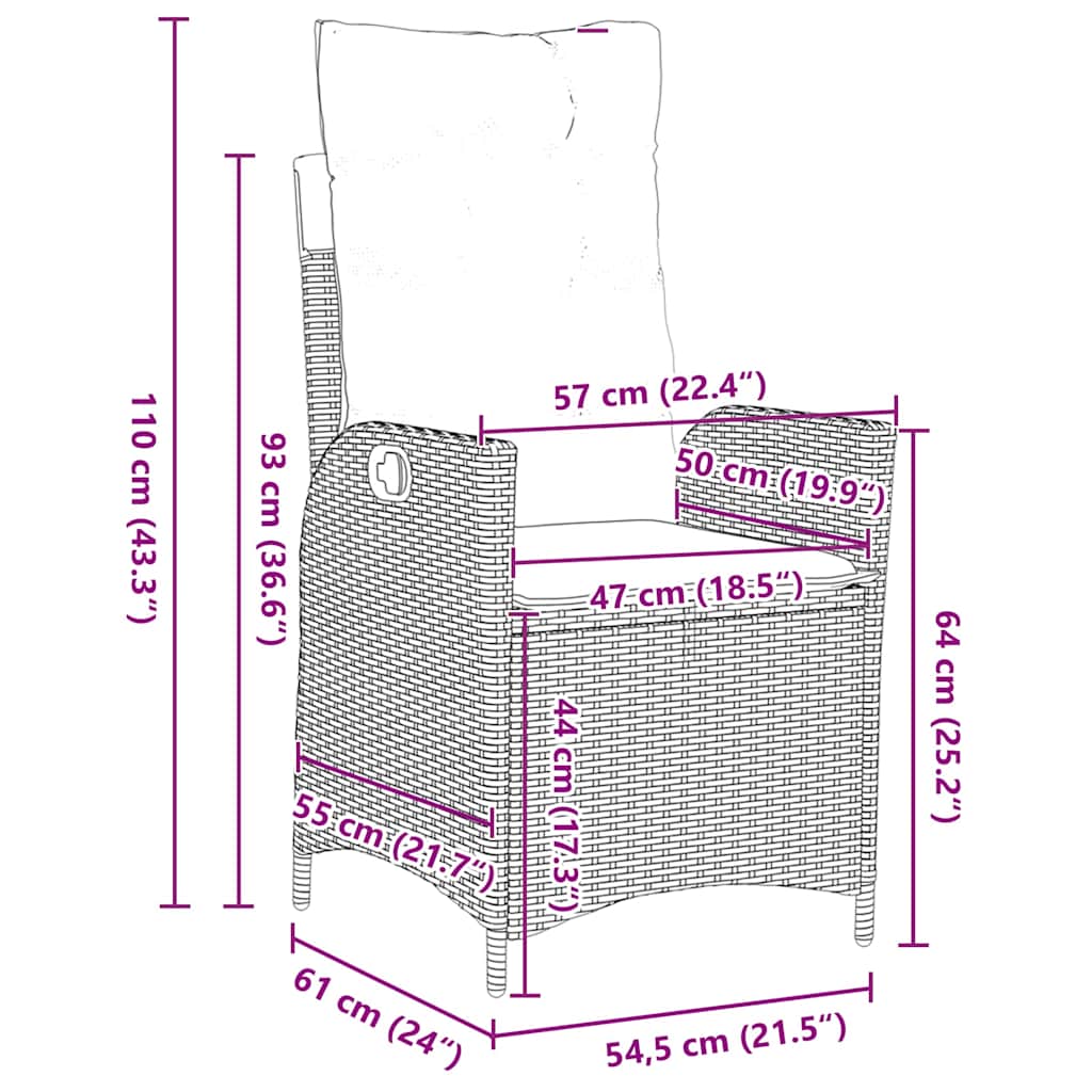 Conjunto de Comedor de Jardín 3 pcs Beige ratán sintético