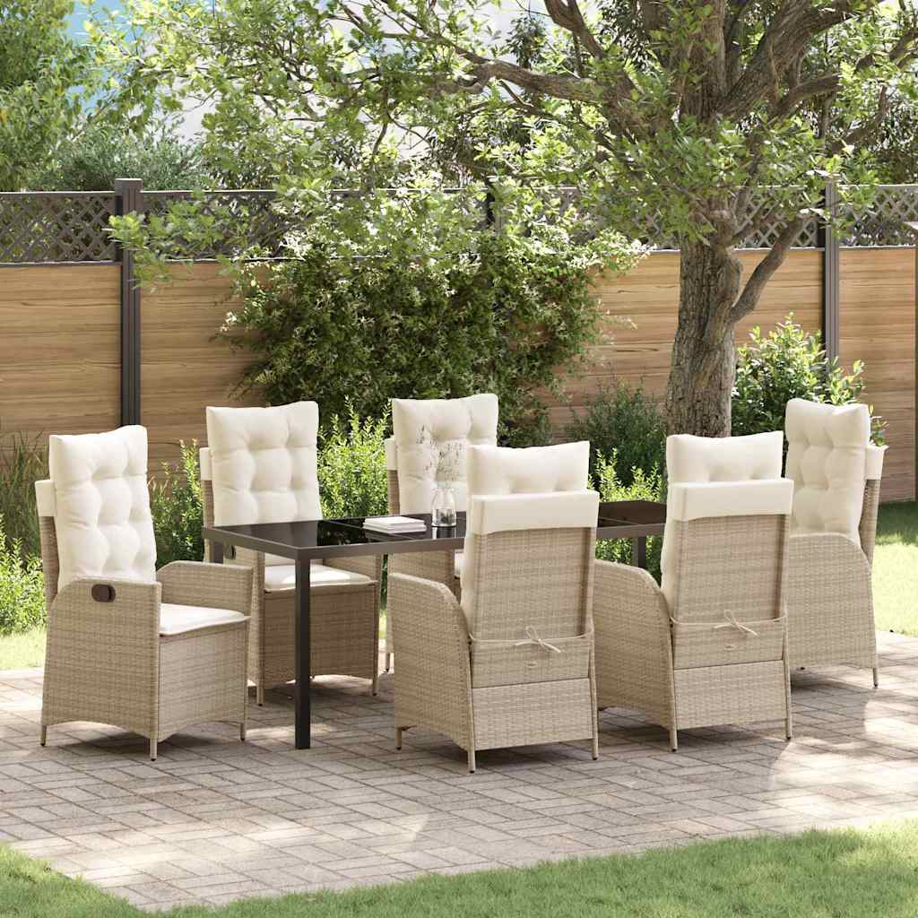 Conjunto de Refeição de Jardim 3 pçs Bege rotim sintético