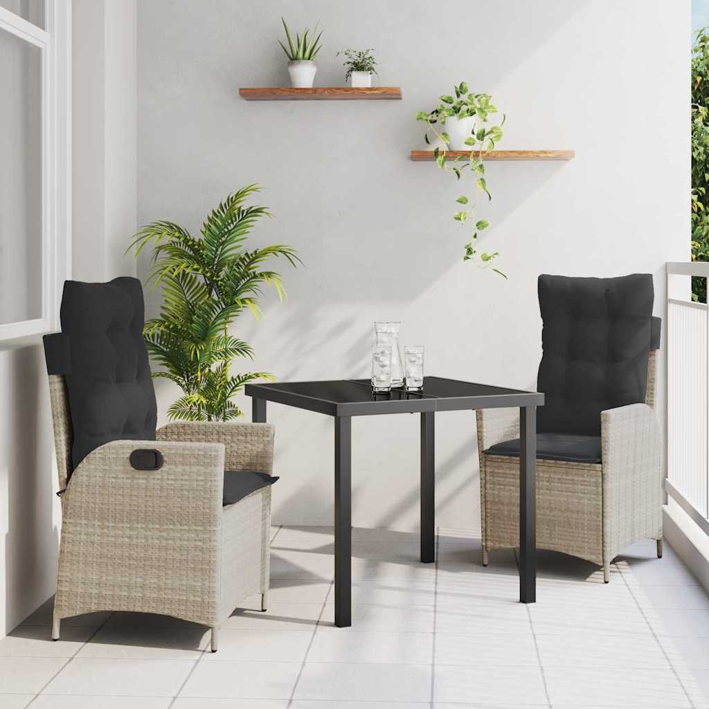 Conjunto de Refeição de Jardim 3 pçs Bege rotim sintético